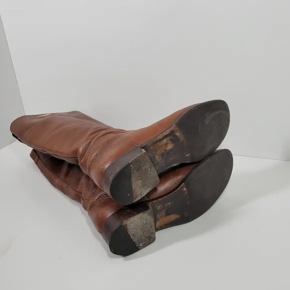 Tory Burch Brown Pebbled Leather Side Zip Boots Women Size 9.5