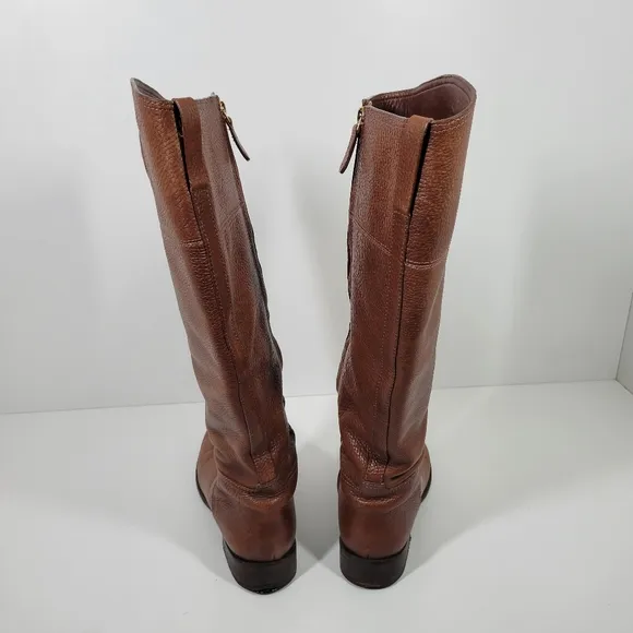 Tory Burch Brown Pebbled Leather Side Zip Boots Women Size 9.5