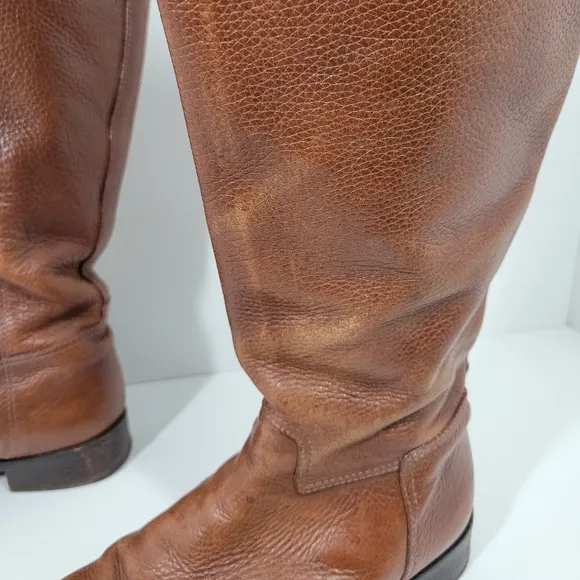 Tory Burch Brown Pebbled Leather Side Zip Boots Women Size 9.5