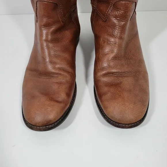 Tory Burch Brown Pebbled Leather Side Zip Boots Women Size 9.5