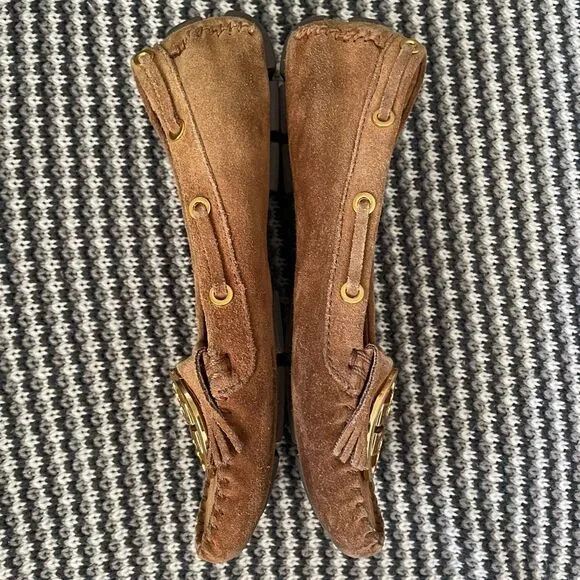 Tory Burch brown suede moccasin flats women’s shoe size 7.5