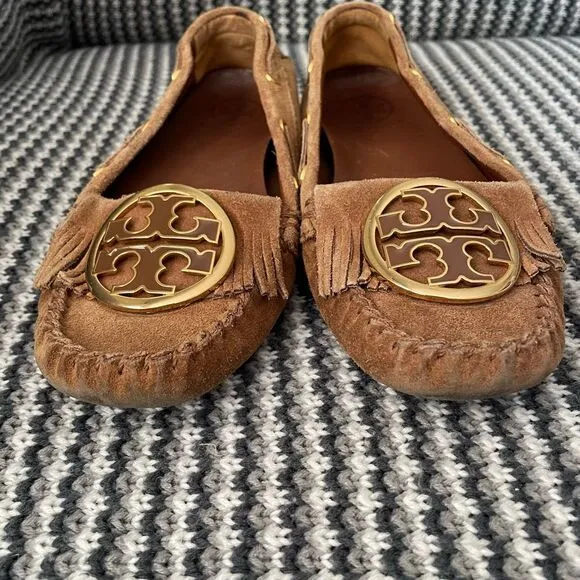 Tory Burch brown suede moccasin flats women’s shoe size 7.5