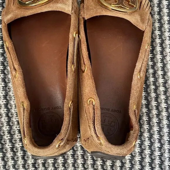 Tory Burch brown suede moccasin flats women’s shoe size 7.5