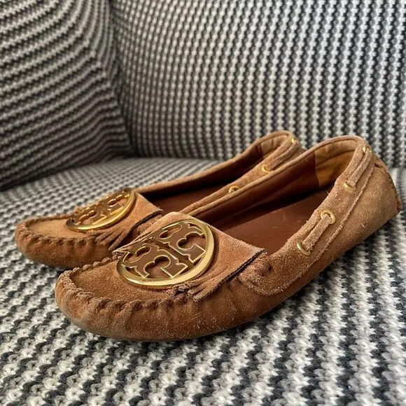 Tory Burch brown suede moccasin flats women’s shoe size 7.5