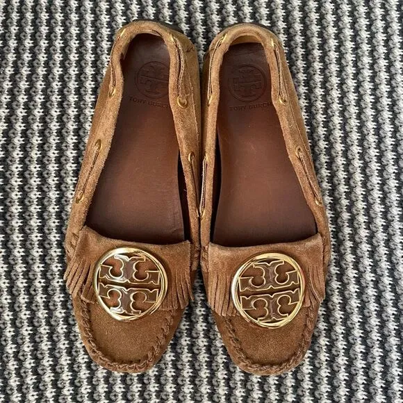 Tory Burch brown suede moccasin flats women’s shoe size 7.5