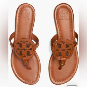 Tory Burch Brown Vintage Vachetta Leather Miller Sandals Size 7