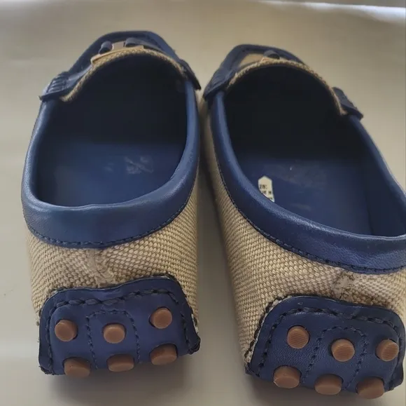 Tory Burch Casey Canvas &amp; Leather Drivers Loafers Removable Soles Size 61/2