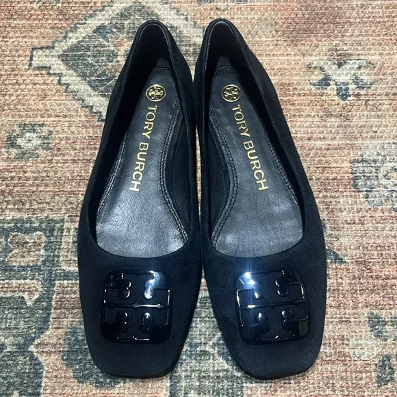 Tory Burch 'Georgia' Square Toe Suede Ballet Flats