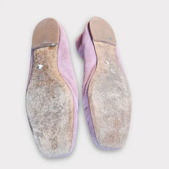 Tory Burch Georgia Square Toe Suede Flats in Cipria Purple