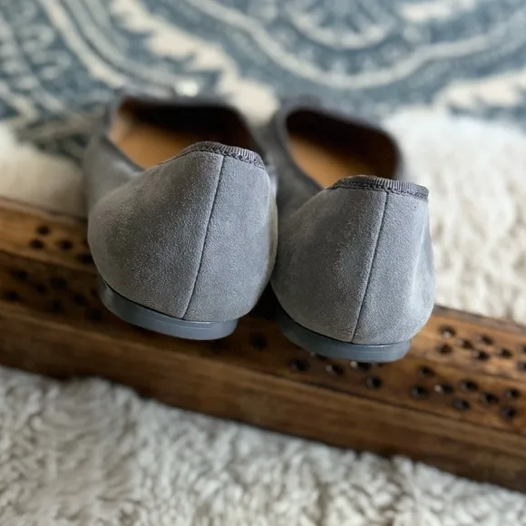 Tory Burch Laila Driver Suede Ballet Flats with Bow - Gray 9.5