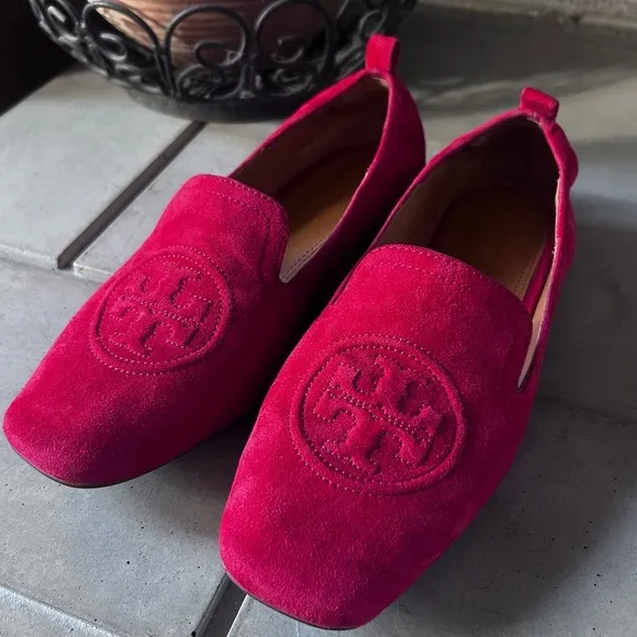 Tory Burch Leigh Red Suede Loafers Flats | Size 6
