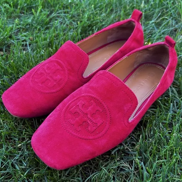 Tory Burch Leigh Red Suede Loafers Flats | Size 6