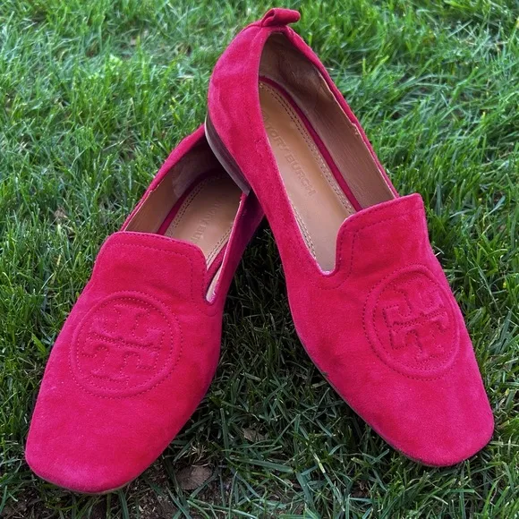 Tory Burch Leigh Red Suede Loafers Flats | Size 6
