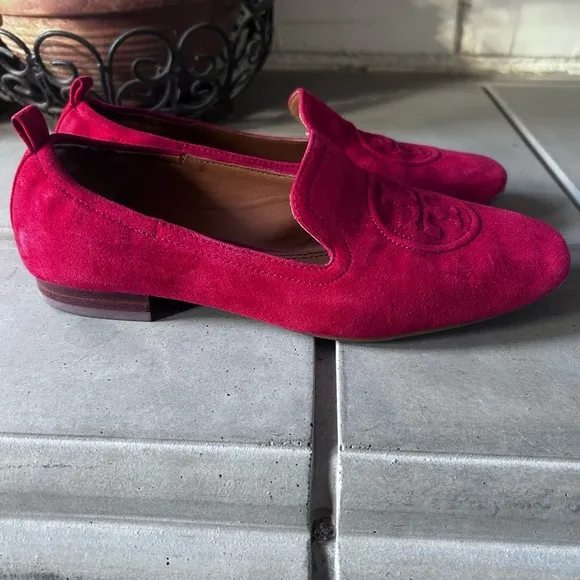 Tory Burch Leigh Red Suede Loafers Flats | Size 6