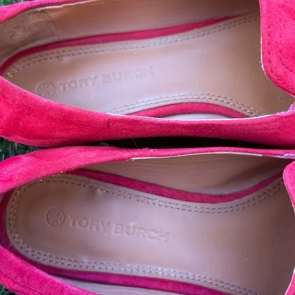 Tory Burch Leigh Red Suede Loafers Flats | Size 6