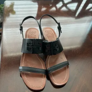 Tory Burch Lowell 2 45mm Black Leather Sandals