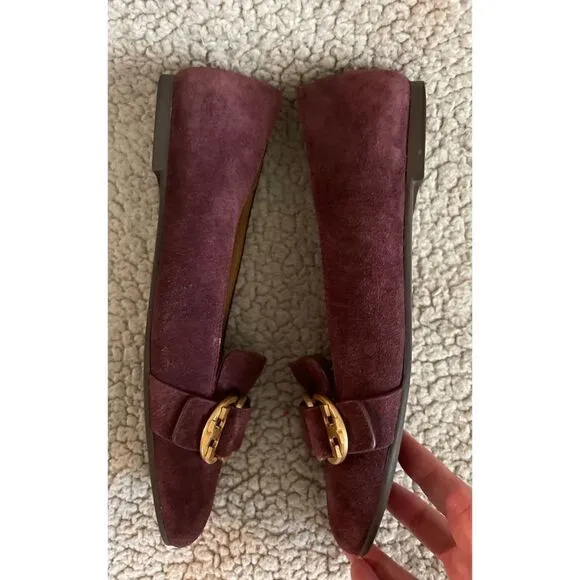 Tory Burch Marsden Suede Loafer Flats in Malbec size 7.5 NWOB