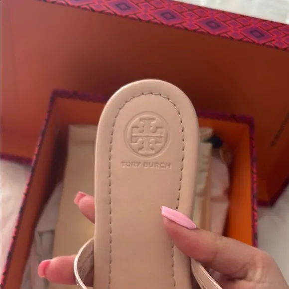 Tory Burch Miller embellished sandals in sea shell pink size 7