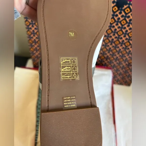 Tory Burch Miller Patent Leather Sandal Size 7 Malta Gray