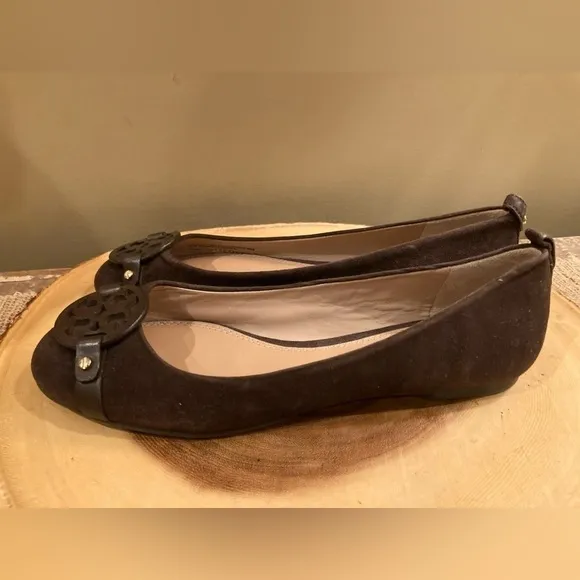 TORY BURCH Mini Miller Chocolate Brown Suede Ballet Flats Size 7 New