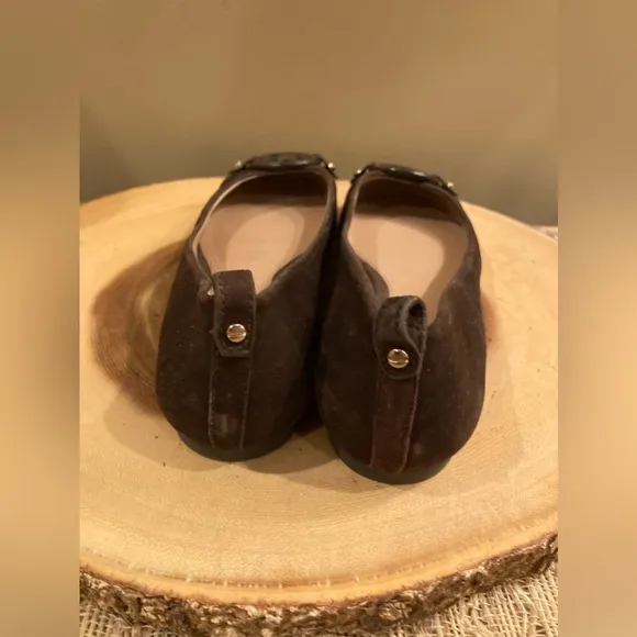 TORY BURCH Mini Miller Chocolate Brown Suede Ballet Flats Size 7 New