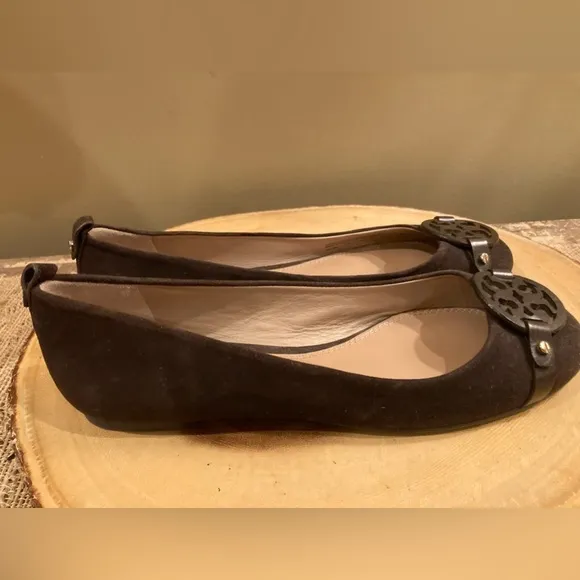 TORY BURCH Mini Miller Chocolate Brown Suede Ballet Flats Size 7 New