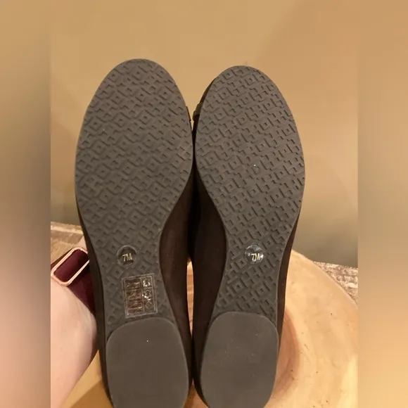 TORY BURCH Mini Miller Chocolate Brown Suede Ballet Flats Size 7 New