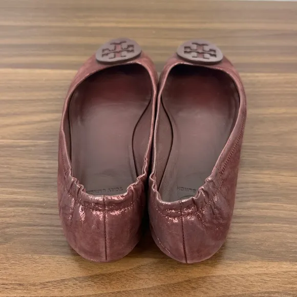 Tory Burch Minnie Travel Metallic Suede Flats, 7.5