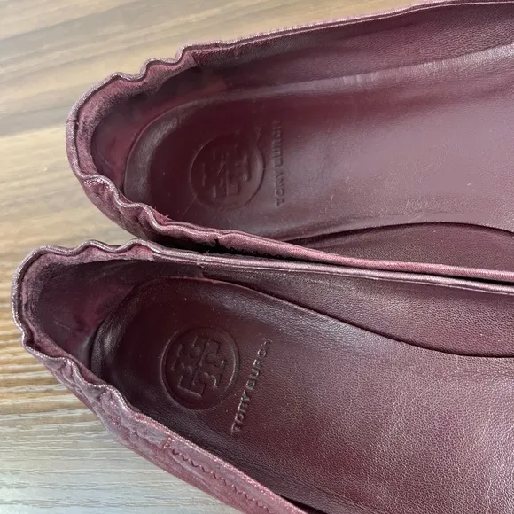 Tory Burch Minnie Travel Metallic Suede Flats, 7.5