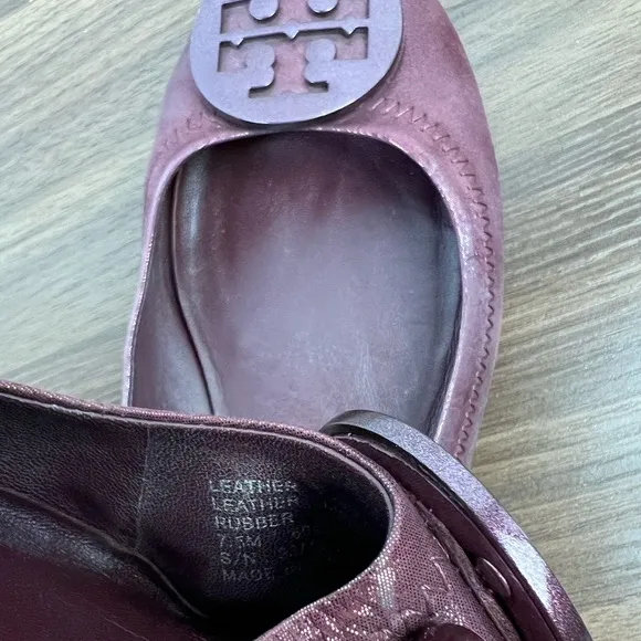 Tory Burch Minnie Travel Metallic Suede Flats, 7.5