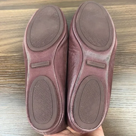 Tory Burch Minnie Travel Metallic Suede Flats, 7.5