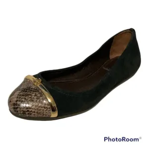 TORY BURCH Pacey Suede Snake Print Cap Toe Ballet Flats sz. 5