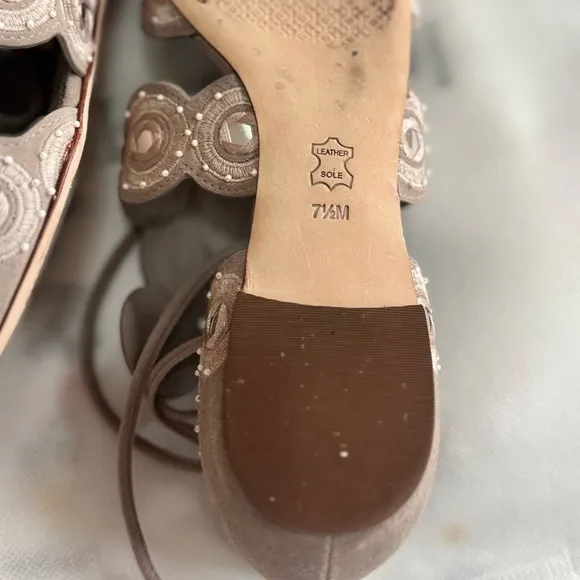 Tory Burch Suede ‘Embroidererd Accent D'Orsay Flats