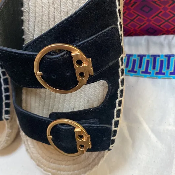 Tory Burch Suede Leather Espadrille Slides