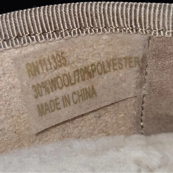 Tory Burch Suede Leather Shearling Lined Quilted Slip-on Flats Khaki Size 7