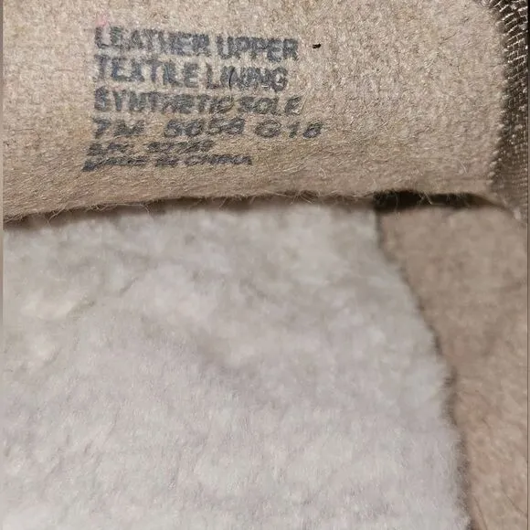 Tory Burch Suede Leather Shearling Lined Quilted Slip-on Flats Khaki Size 7