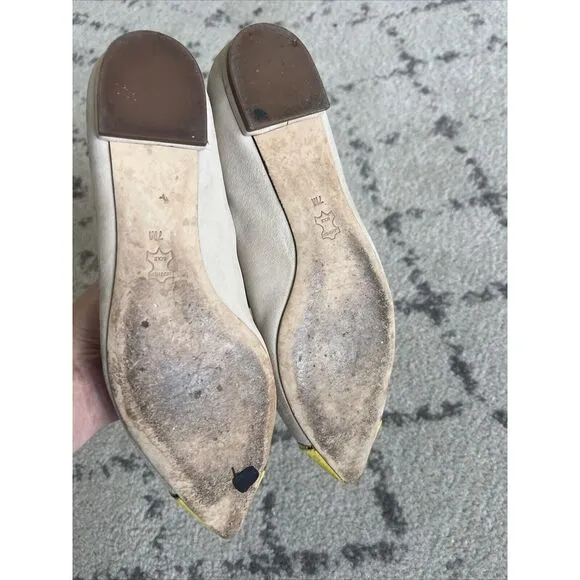 Tory Burch Tan‎ and Yellow Color block Suede Flats Size 7M Gold Logo