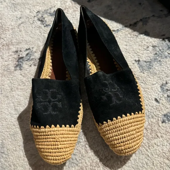 Tory Burch Women Arianne Black Suede Espadrille Flats