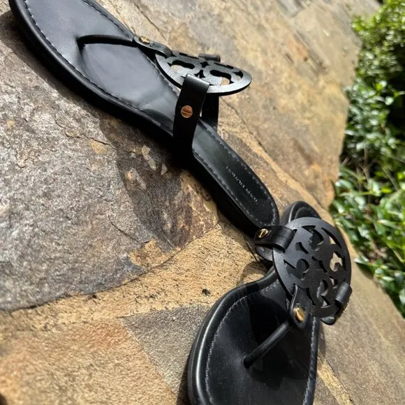 Tory Burch Women's Miller Sandals, Black Leather 8.5