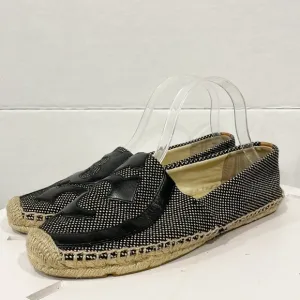 Tory Burch Womens Sz 9 Lonnie Logo Woven Espadrille Flat Fabric Loafers Shoes