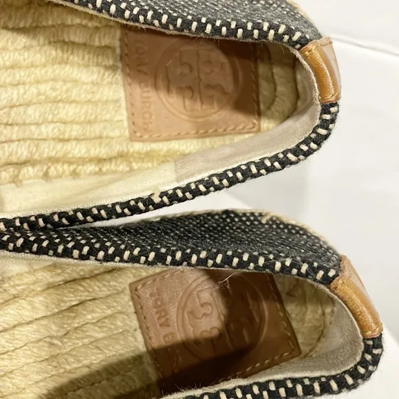 Tory Burch Womens Sz 9 Lonnie Logo Woven Espadrille Flat Fabric Loafers Shoes