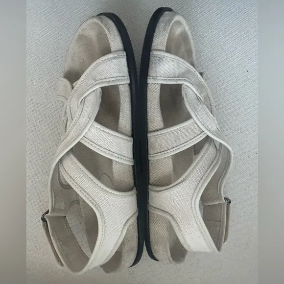 Toteme Canvas Chunky Sandals Women’s EU 38 Beige Designer Made in Italy Picnic