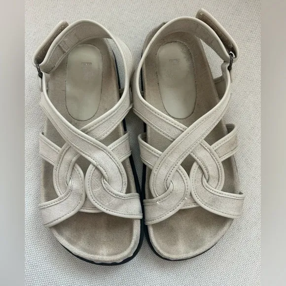 Toteme Canvas Chunky Sandals Women’s EU 38 Beige Designer Made in Italy Picnic