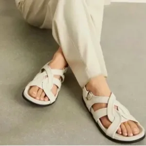 Toteme Canvas Chunky Sandals Women’s EU 38 Beige Designer Made in Italy Picnic