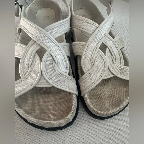 Toteme Canvas Chunky Sandals Women’s EU 38 Beige Designer Made in Italy Picnic