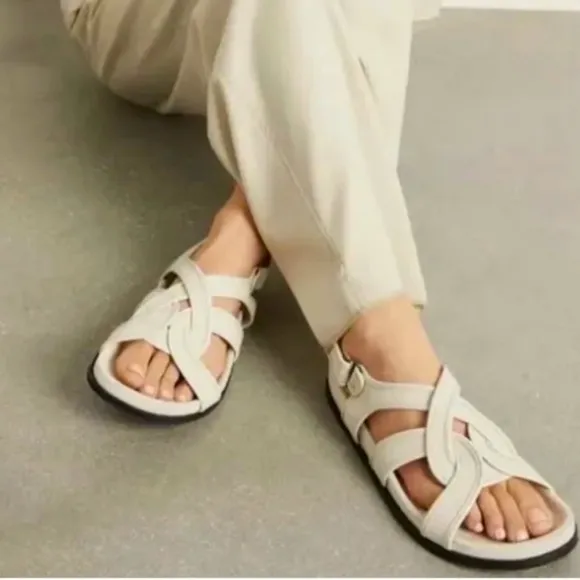 Toteme Canvas Chunky Sandals Women’s EU 38 Beige Designer Made in Italy Picnic