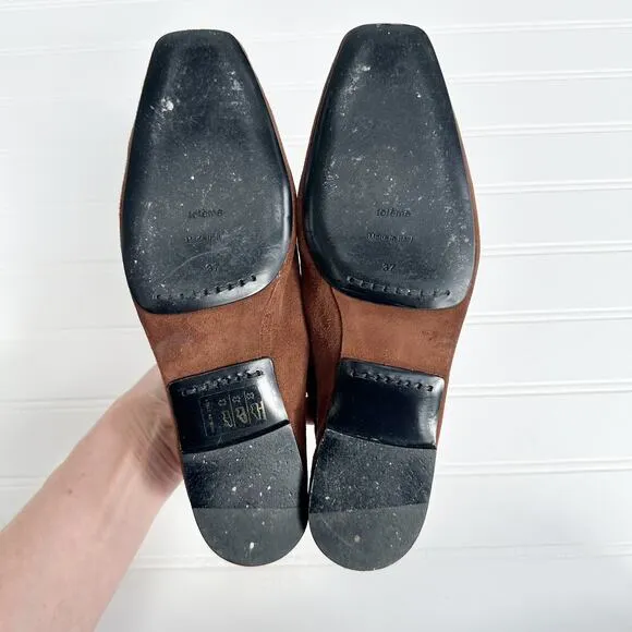 Toteme Chocolate Brown Suede Loafers Slip On Flats