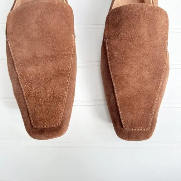 Toteme Chocolate Brown Suede Loafers Slip On Flats
