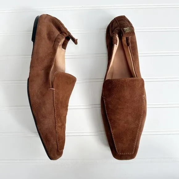 Toteme Chocolate Brown Suede Loafers Slip On Flats