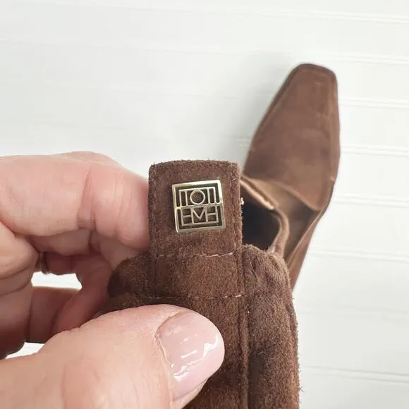 Toteme Chocolate Brown Suede Loafers Slip On Flats